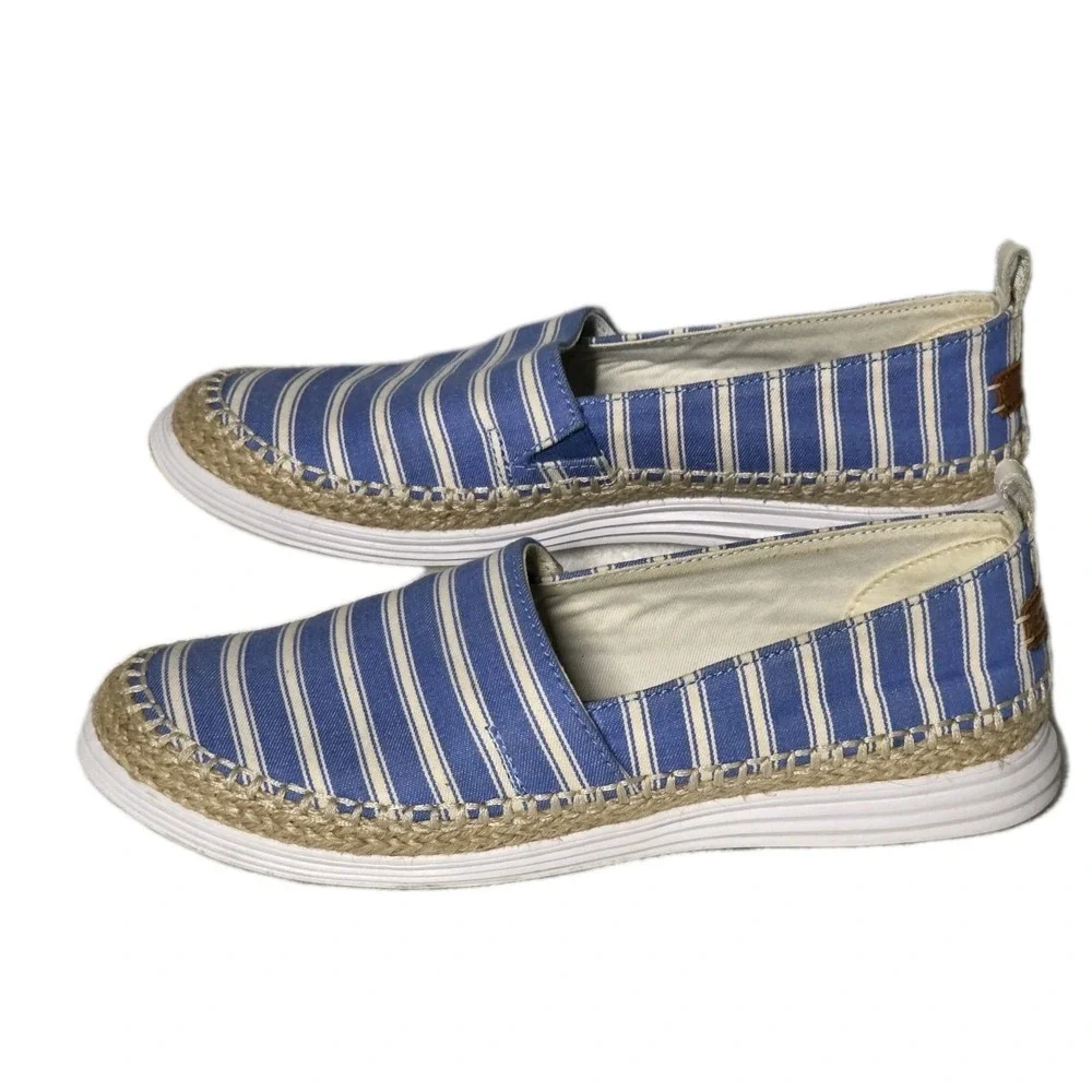 Cole Haan Ella Grand Striped Canvas Espadrille Womens Size 9B Flats Blue White